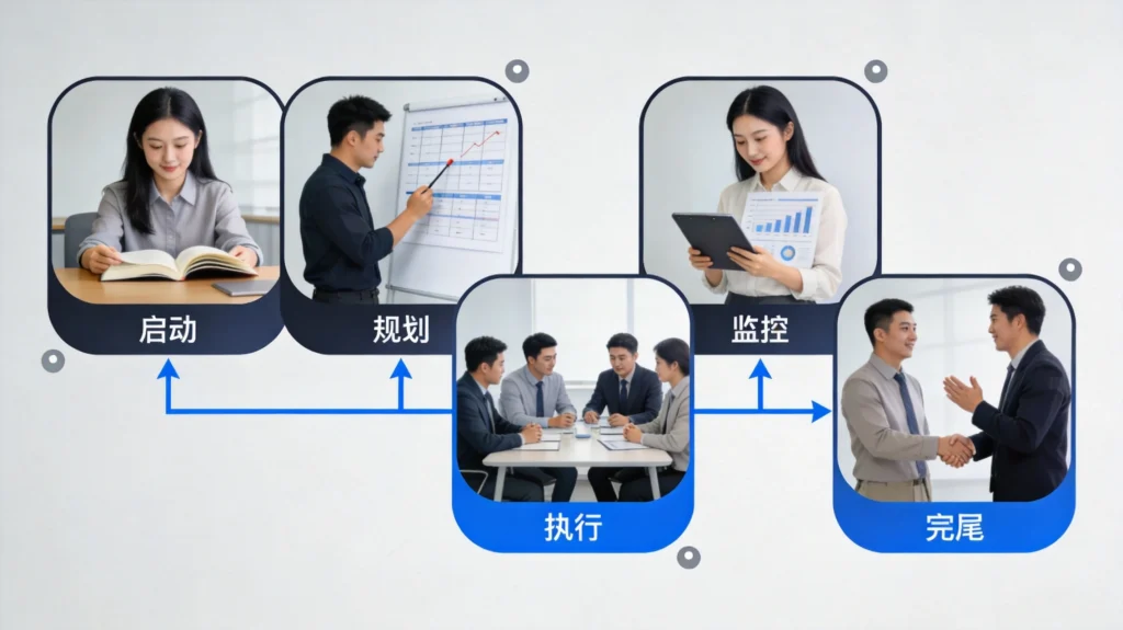 PMP考试备考知识框架图,五大过程组与十大知识领域学习路径